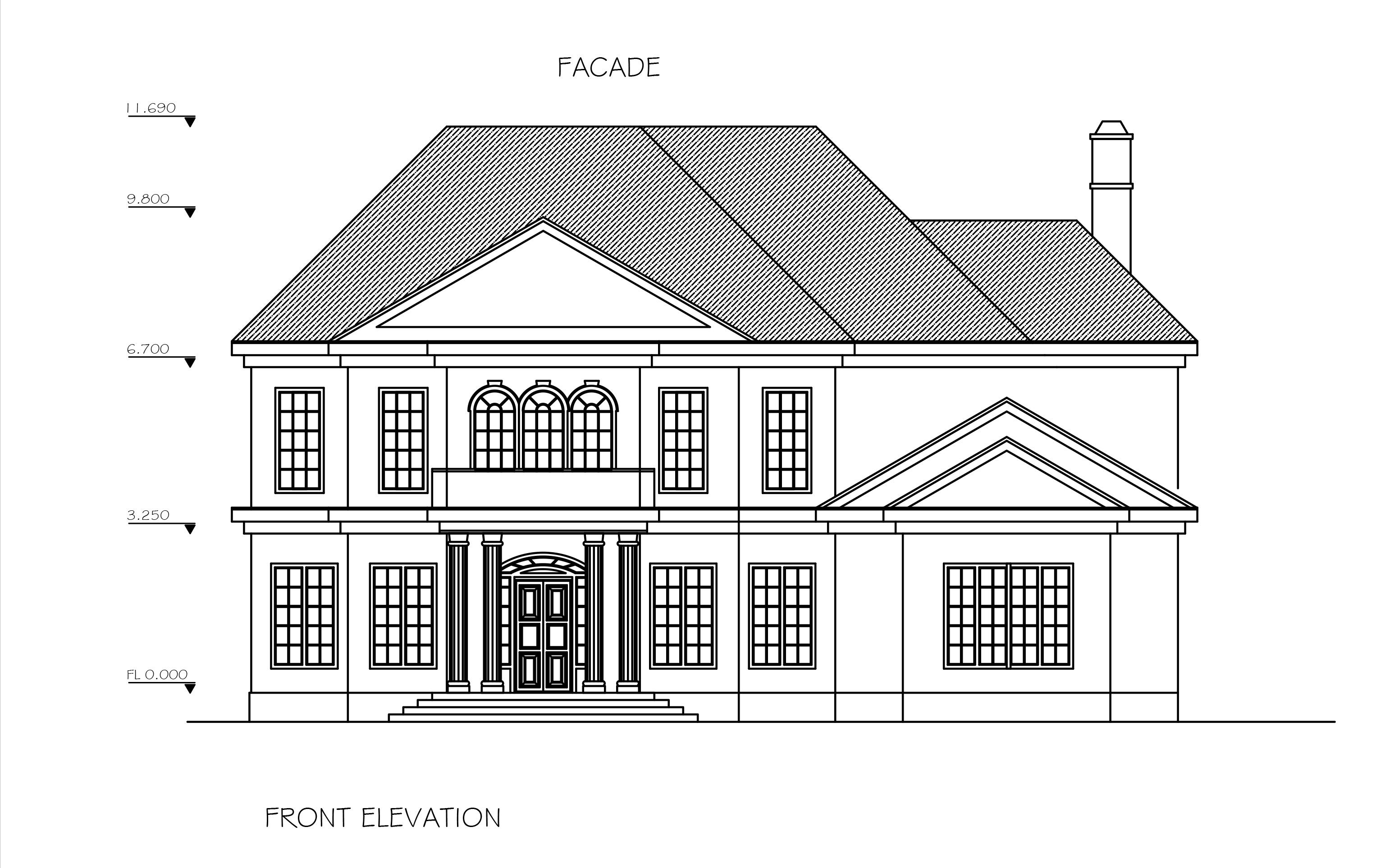 Front elevation double story house plan free download from